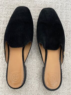 TORY BURCH Carlotta Black Suede Slip-On Mules 9.5